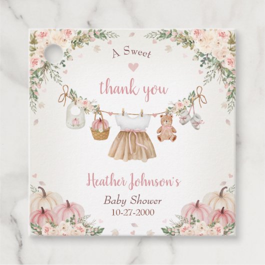 スウィートリトルパンプキン オータム ベイビー シャワー フェイバータグ (正面)