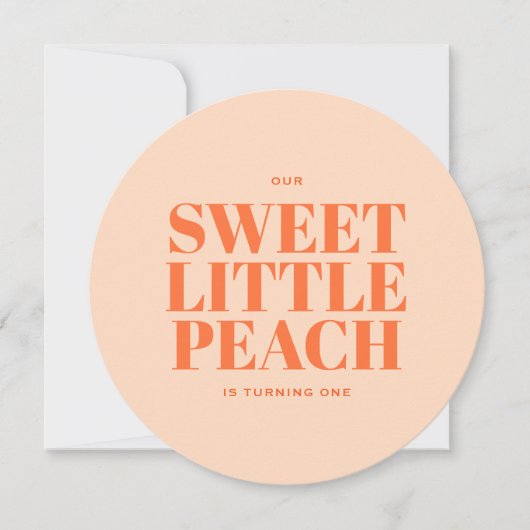 スウィートリトルピーチガールファースト誕生日 招待状 (正面)