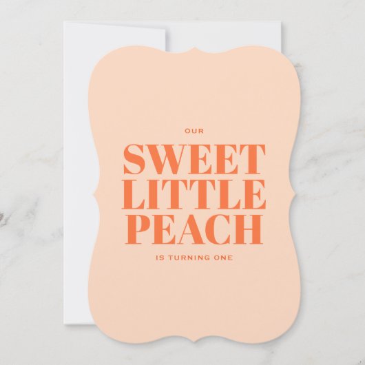 スウィートリトルピーチガールファースト誕生日 招待状 (正面)