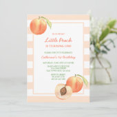 スウィートリトルピーチストライプガール誕生日 招待状 (スタンド正面)