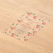 スウィートリトルピーチ子供の誕生日パーティー アクリル招待状 (レイダウン)