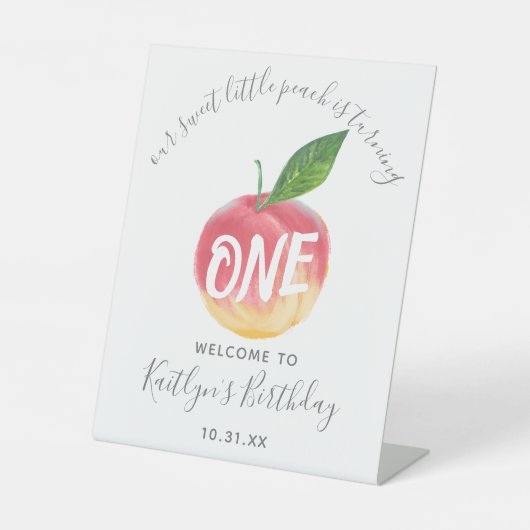 スウィートリトルピーチ1stバースデーウェルカム 台座サイン (正面)