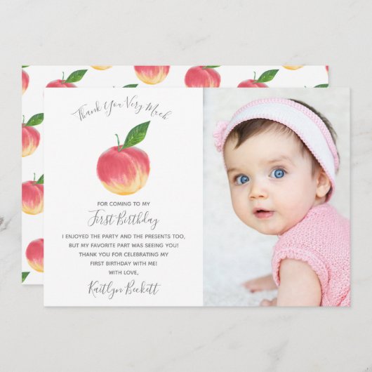 スウィートリトルピーチ1stバースデーフォト サンキューカード (正面/裏面)