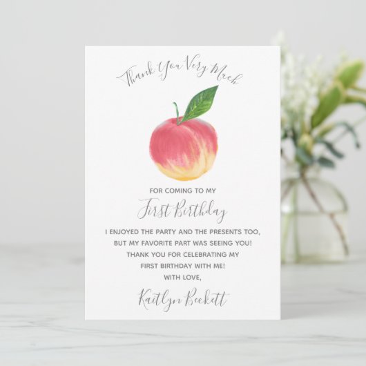 スウィートリトルピーチ1st誕生日 サンキューカード (スタンド正面)