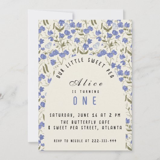 スウィートリトルピー少女の最初の誕生日 招待状 (正面)