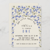 スウィートリトルピー少女の最初の誕生日 招待状 (正面/裏面)