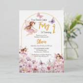 スウィートリトルフェアリーワイルドフラワーズ1st誕生日パーティー 箔招待状 (立ち正面)