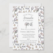 スウィートリトルワンキャンディテーマ1st誕生日 招待状 (正面)