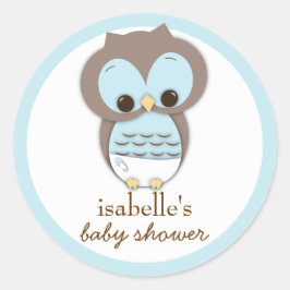 スウィートリトル男の赤ちゃんフクロウのお気に入りシール ラウンドシール