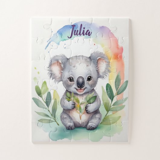 スウィートレインボーコアラパーソナライズされたキッズ ジグソーパズル (縦)