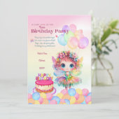 スウィートレインボーフェアリー誕生日招待状フォーガールズ 招待状 (スタンド正面)