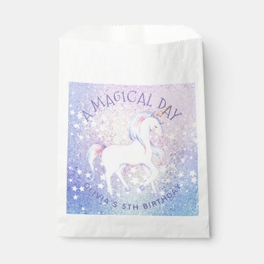 スウィートレインボーユニコーンきらびやかな誕生日パーティーの名前 フェイバーバッグ (正面)