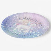 スウィートレインボーユニコーンきらびやかな誕生日パーティーの名前 ペーパープレート (アングル)