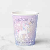 スウィートレインボーユニコーンきらびやかな誕生日パーティーの名前 紙コップ (裏面)