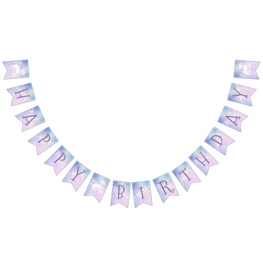 スウィートレインボーユニコーングリタリーハッピーバースデー バンティングフラッグ (全)