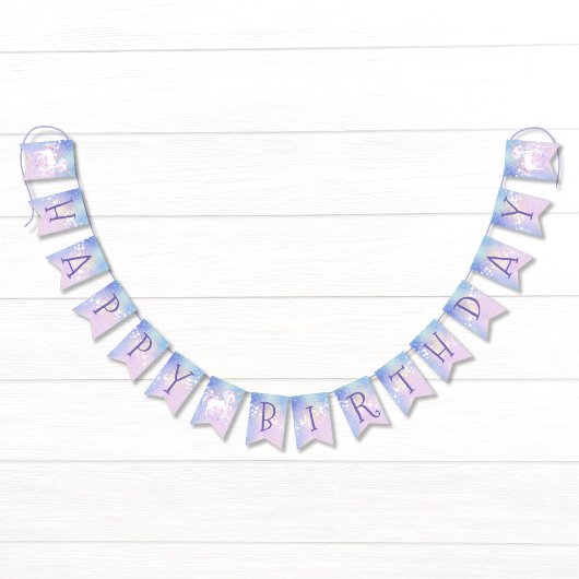 スウィートレインボーユニコーングリタリーハッピーバースデー バンティングフラッグ