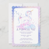 スウィートレインボーユニコーングリッタリーガールズ誕生日 招待状 (正面)