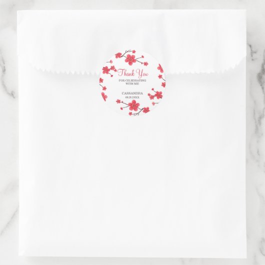 スウィートレッドさくらんぼブロッサム桜フローラ誕生日 ラウンドシール (バッグ)