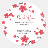 スウィートレッドさくらんぼブロッサム桜フローラ誕生日 ラウンドシール (正面)