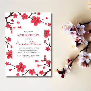 スウィートレッドさくらんぼブロッサム桜フローラ誕生日 招待状