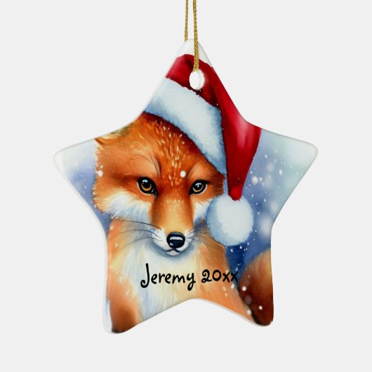 スウィートレッドキツネイン雪 セラミックオーナメント (右)