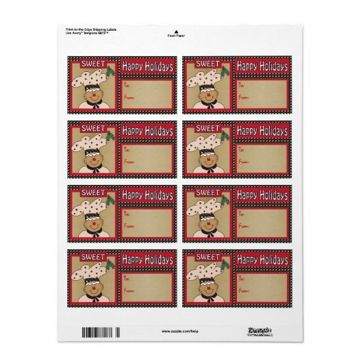 スウィートレトロジンジャーブレッドガイ | クリスマス ラベル (フルシート)