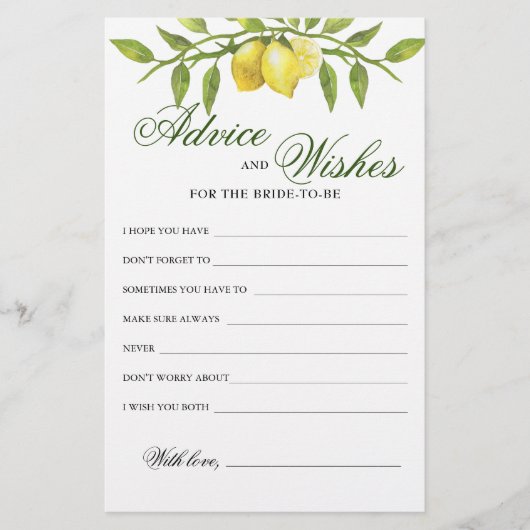 スウィートレモン&グリーンリーアドバイスとウィッシュズカード (正面)