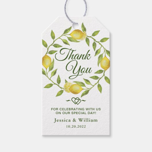 スウィートレモン&グリーンリー結婚式の引き出物サンキュー ギフトタグ (正面)
