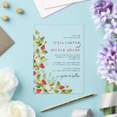 スウィートワイルドフラワーストロベリーウェディングシャワー アクリル招待状 (インサイチュ (ウェディング))