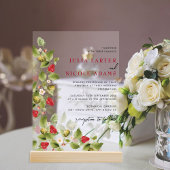 スウィートワイルドフラワーストロベリーウェディングシャワー アクリル招待状