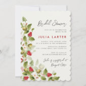 スウィートワイルドフラワーストロベリーブライダルシャワー 招待状 (正面)
