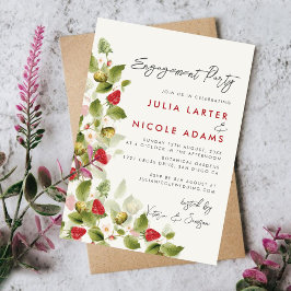 スウィートワイルドフラワーストロベリー婚約パーティ 招待状