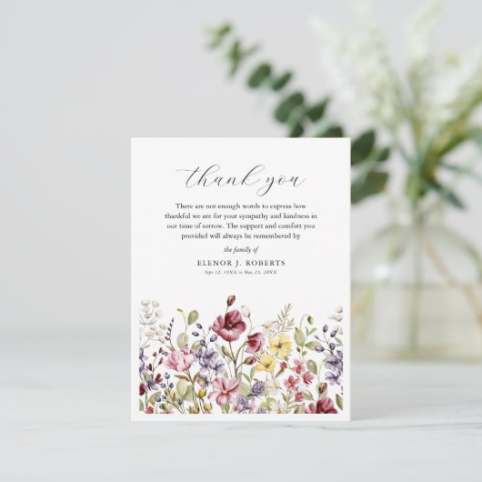 スウィートワイルドフラワー悔やみや弔慰葬儀記念 サンキューカード (スタンド正面)