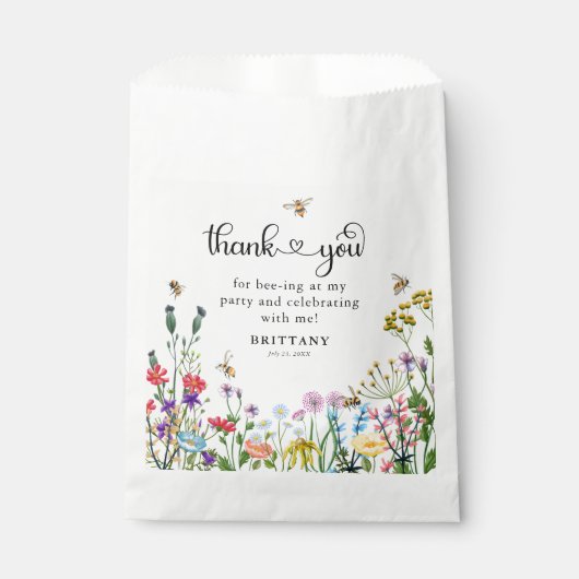 スウィートワイルドフラワー&(昆虫)マルハナバチ子供の誕生日 フェイバーバッグ (正面)