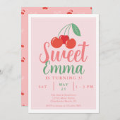 スウィートワンさくらんぼ3rd誕生日招待状 招待状 (正面/裏面)