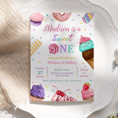 スウィートワンの誕生日アイスクリーム、ドーナツパーティー 招待状