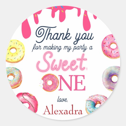 スウィートワンの1歳の誕生日 ラウンドシール (正面)