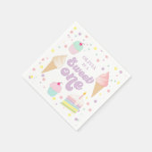 スウィートワンアイスクリームとケーキ1歳の誕生日 スタンダードカクテルナプキン (角)