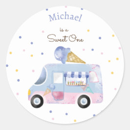 スウィートワンアイスクリームトラックの最初の誕生日 ラウンドシール
