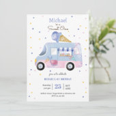 スウィートワンアイスクリームトラックの最初の誕生日 招待状 (スタンド正面)