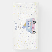 スウィートワンアイスクリームトラックの最初の誕生日 横断幕 (縦)