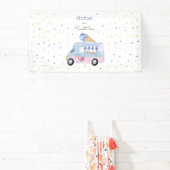 スウィートワンアイスクリームトラックの最初の誕生日 横断幕 (インサイチュ)