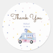 スウィートワンアイスクリームトラック感謝していユー ラウンドシール (正面)