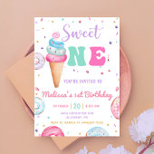 スウィートワンアイスクリームドーナツ1st誕生日 招待状
