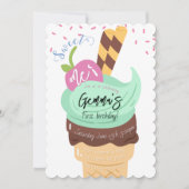 スウィートワンアイスクリームファースト誕生日招待状 招待状 (正面)
