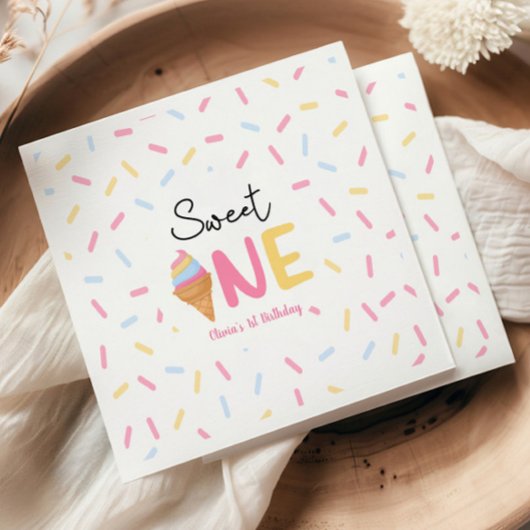 スウィートワンアイスクリーム第1誕生日パーティー スタンダードカクテルナプキン