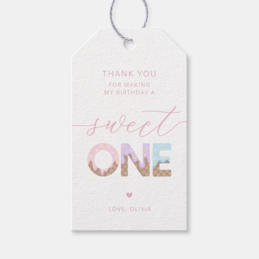 スウィートワンアイスクリーム誕生日メッセージカード ギフトタグ (正面)