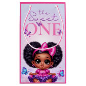 スウィートワンアフロープフベビーガールパープル1st誕生日 スモールペーパーバッグ (裏面)