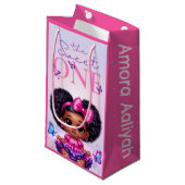 スウィートワンアフロープフベビーガールパープル1st誕生日 スモールペーパーバッグ (正面アングル)