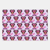 スウィートワンアフロープフベビーガールパープル1st誕生日 ラッピングペーパーシート (正面2)